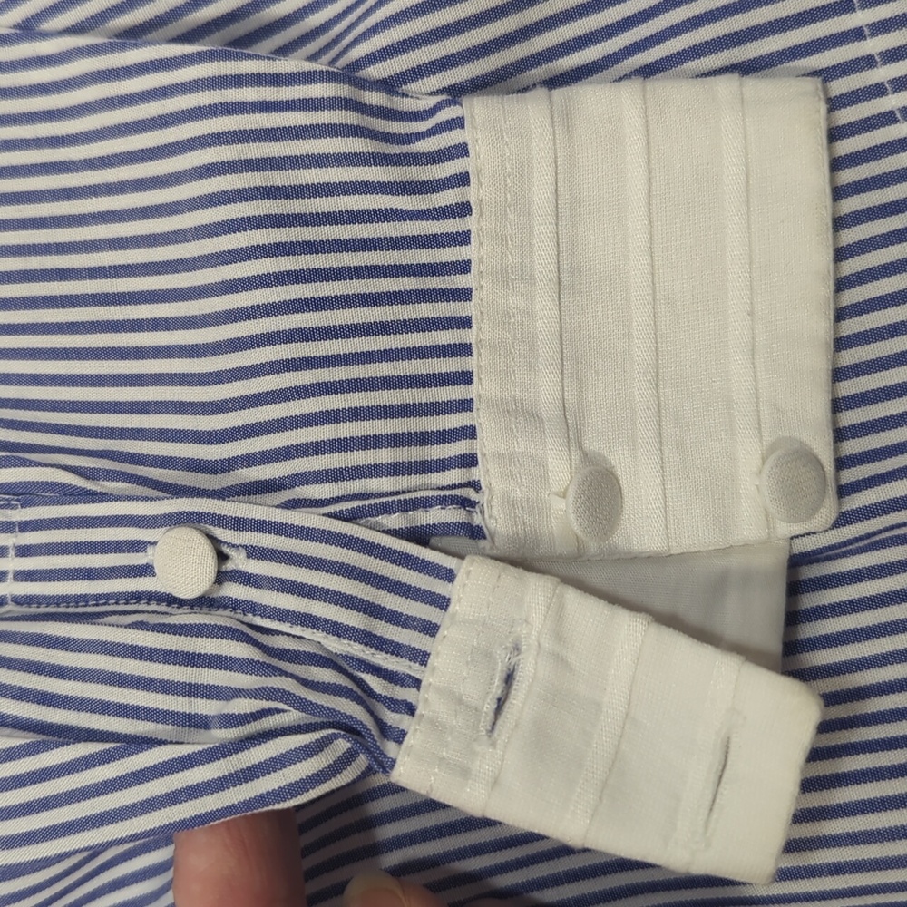 Fil a fil Paris Vintage French Striped Long Sleeve Button Front Shirt - Picture 6 of 9